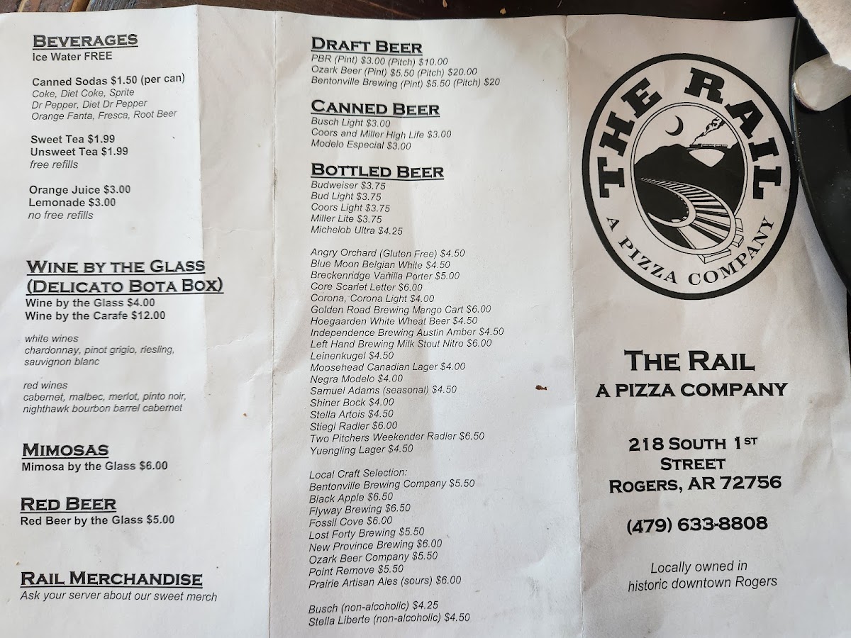 Menu The Rail - A Pizza Company-1