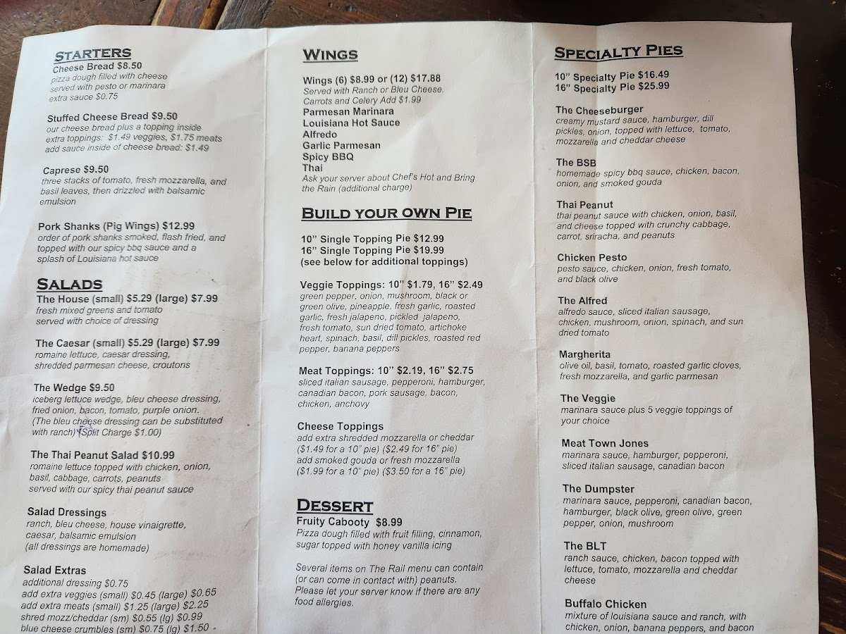 Menu The Rail - A Pizza Company-2